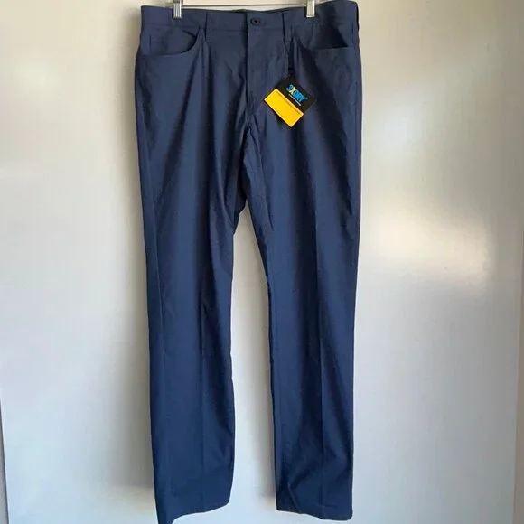 NWT BONOBOS 3X Dry Athletic Fit Pants Size 35x34 Blue 5-Pocket Pant - Picture 1 of 10